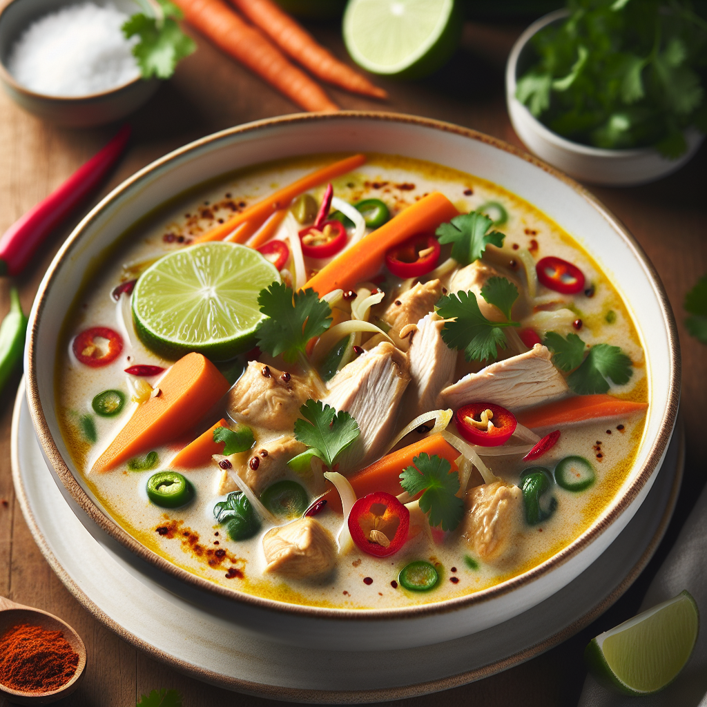 Delicious Coconut Thai Curry Chicken Soup recipe - Soup dish with fragrant, comfort food, spicy