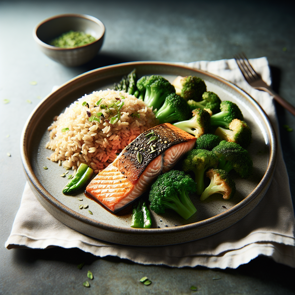 Salmon with Broccoli and Brown Rice