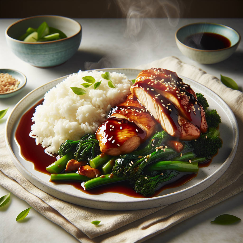 Delicious Teriyaki Chicken with Super Greens and White Rice recipe - Main Course dish with healthy, family-friendly, quick