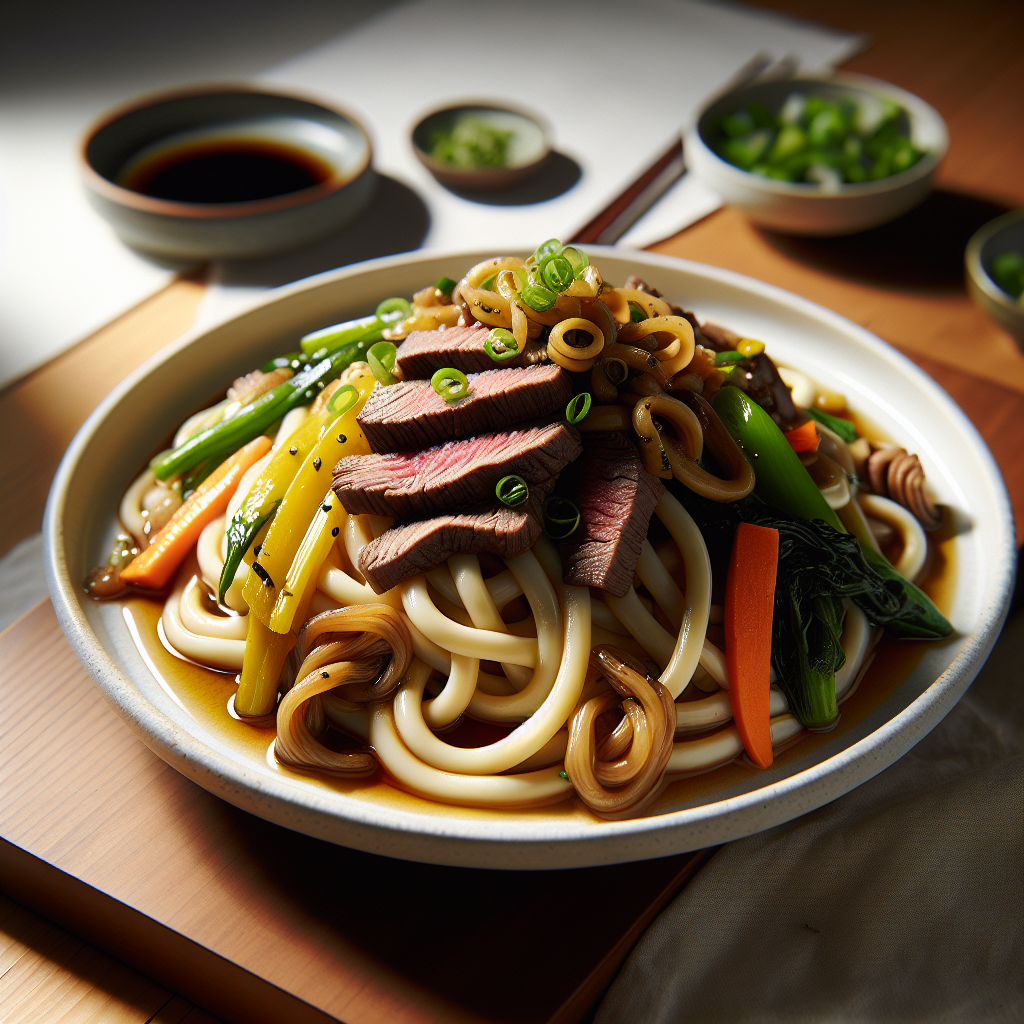 Delicious Udon Noodles and Beef recipe - Main Course dish with comfort food, family-friendly, quick